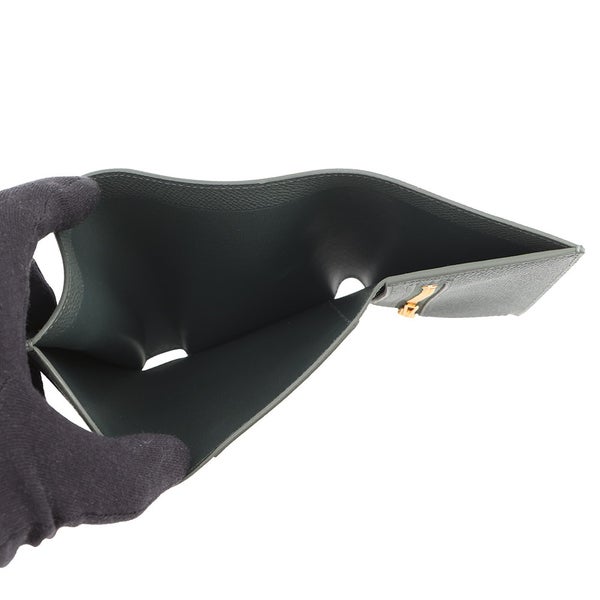 エルメス 三つ折り財布 ベアン コンビネ ヴェールフォンセ/ゴールド金具 エプソン K刻印 財布