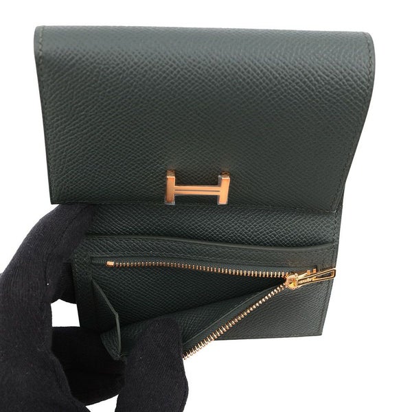 エルメス 三つ折り財布 ベアン コンビネ ヴェールフォンセ/ゴールド金具 エプソン K刻印 財布