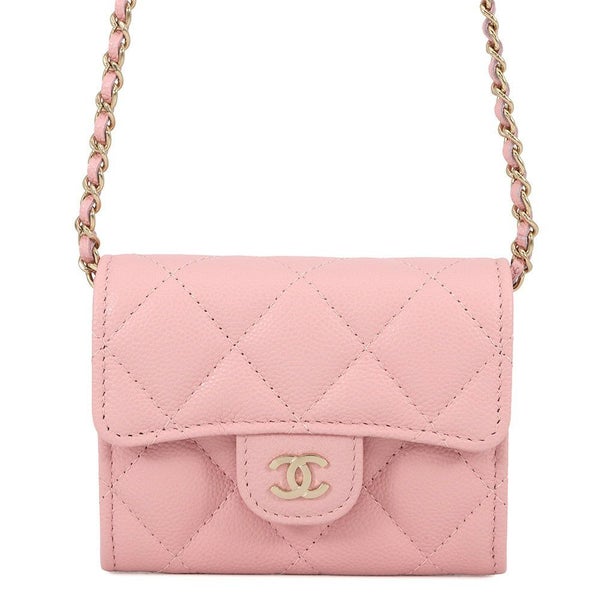 シャネル ミニチェーンウォレット カードケース マトラッセ キャビアスキン AP0238 CHANEL 財布