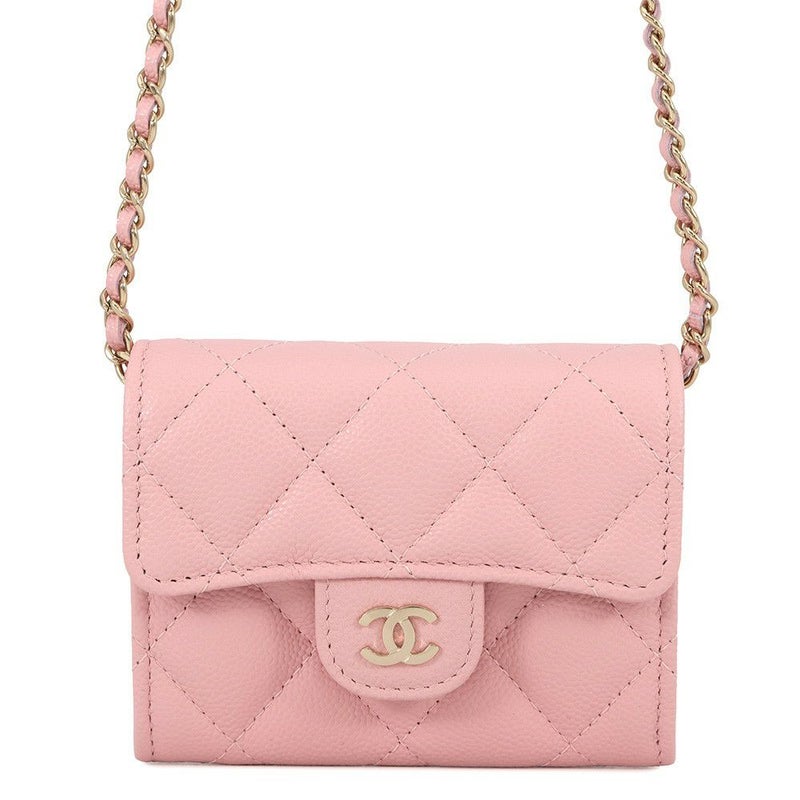 シャネル ミニチェーンウォレット カードケース マトラッセ キャビアスキン AP0238 CHANEL 財布