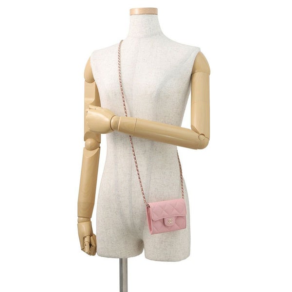 シャネル ミニチェーンウォレット カードケース マトラッセ キャビアスキン AP0238 CHANEL 財布