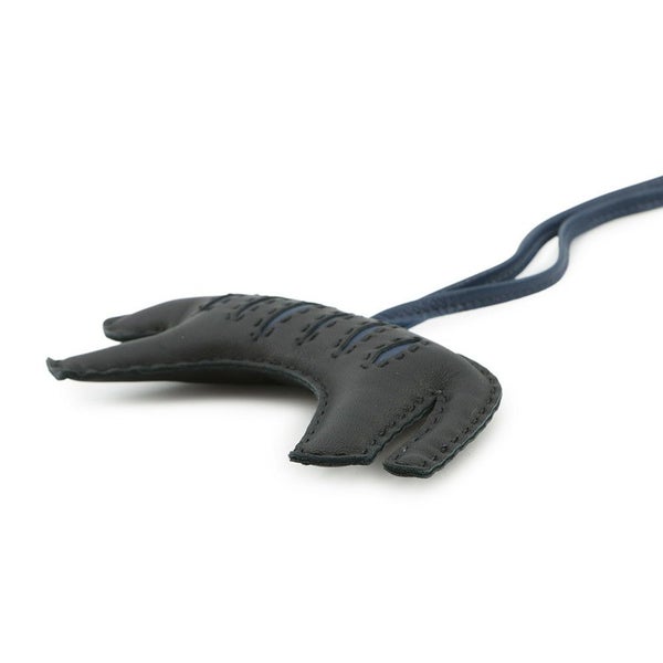 エルメス バッグチャーム ルールーチャーム ブラック/ブルーサフィール ラムスキン HERMES チャーム トラ Rooroo 黒