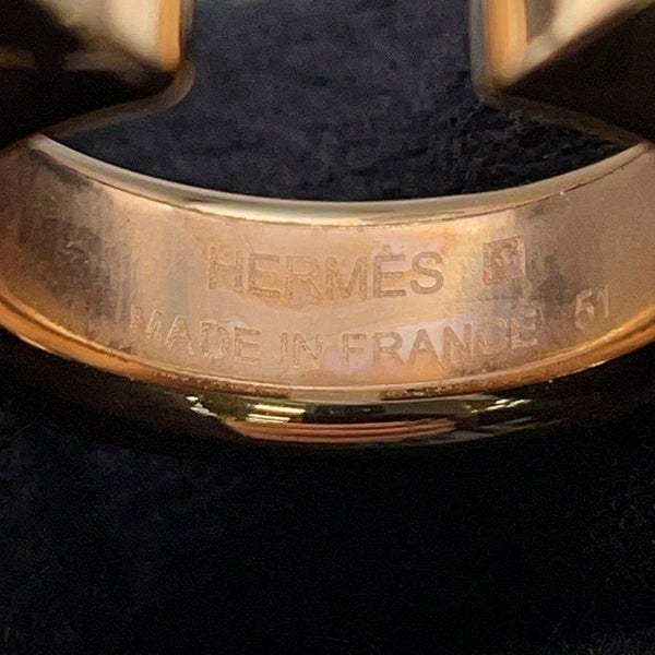 エルメス リング アテナ ドゥブル クルー エトゥープ/ピンクゴールド金具 ヴォーマダム サイズ51 HERMES 指輪