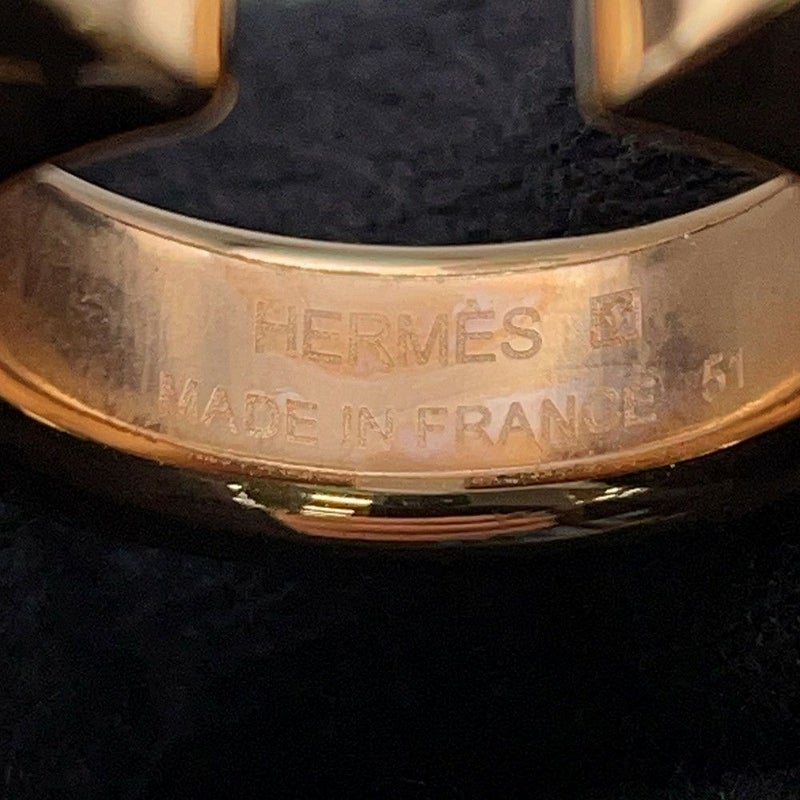 エルメス リング アテナ ドゥブル クルー エトゥープ/ピンクゴールド金具 ヴォーマダム サイズ51 HERMES 指輪