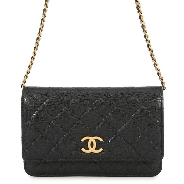 シャネル チェーンウォレット マトラッセ ココマーク キャビアスキン AP3516 CHANEL 黒