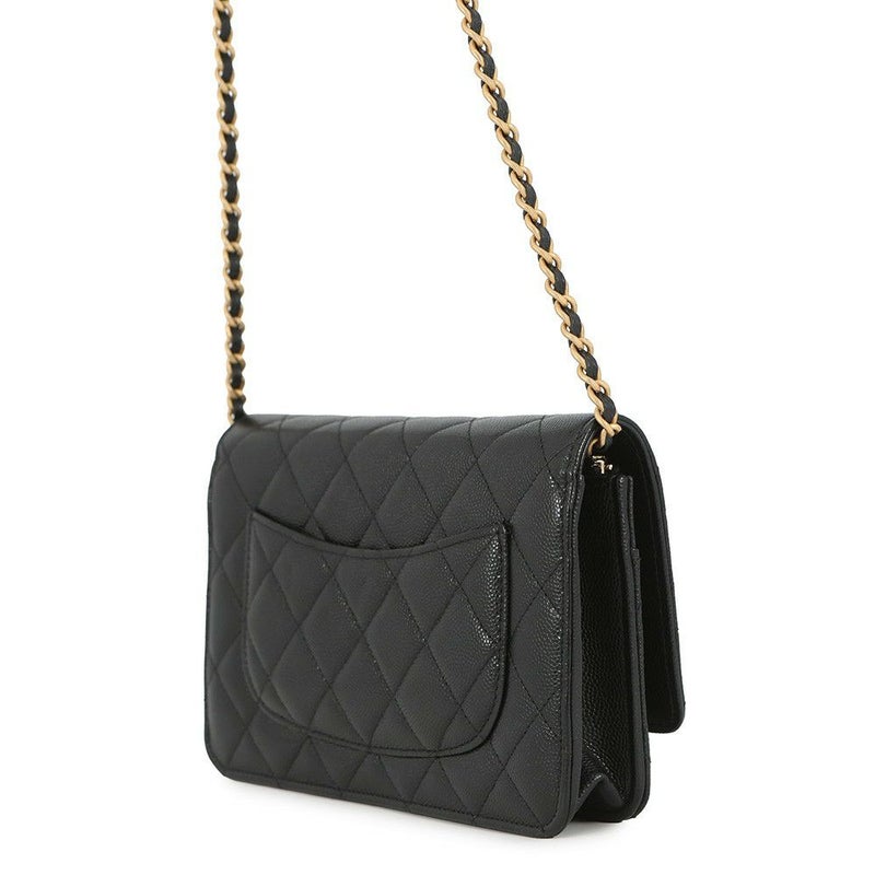 シャネル チェーンウォレット マトラッセ ココマーク キャビアスキン AP3516 CHANEL 黒