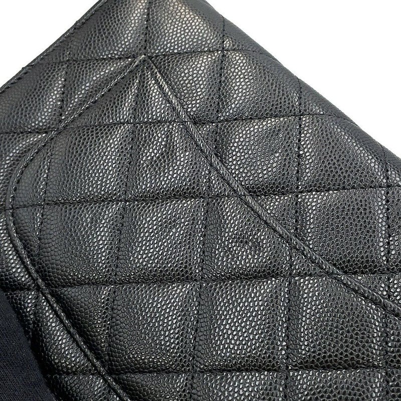 シャネル チェーンウォレット マトラッセ ココマーク キャビアスキン AP3516 CHANEL 黒
