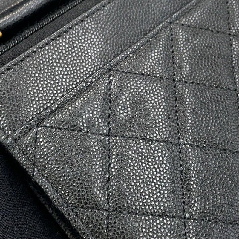 シャネル チェーンウォレット マトラッセ ココマーク キャビアスキン AP3516 CHANEL 黒