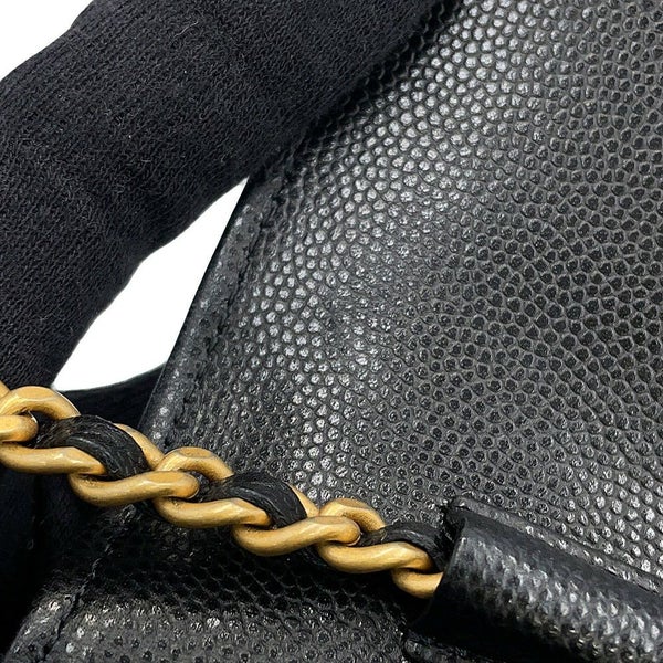 シャネル チェーンウォレット マトラッセ ココマーク キャビアスキン AP3516 CHANEL 黒