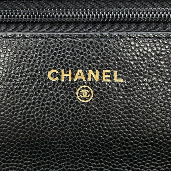 シャネル チェーンウォレット マトラッセ ココマーク キャビアスキン AP3516 CHANEL 黒