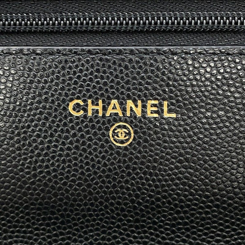 シャネル チェーンウォレット マトラッセ ココマーク キャビアスキン AP3516 CHANEL 黒