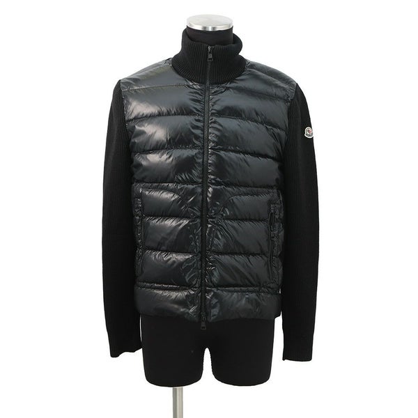 モンクレール ダウンジャケット トリコロール ニット切り替え メンズサイズM E20919416600 MONCLER 黒