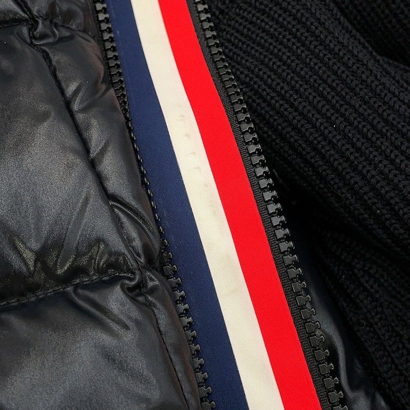 モンクレール ダウンジャケット トリコロール ニット切り替え メンズサイズM E20919416600 MONCLER 黒