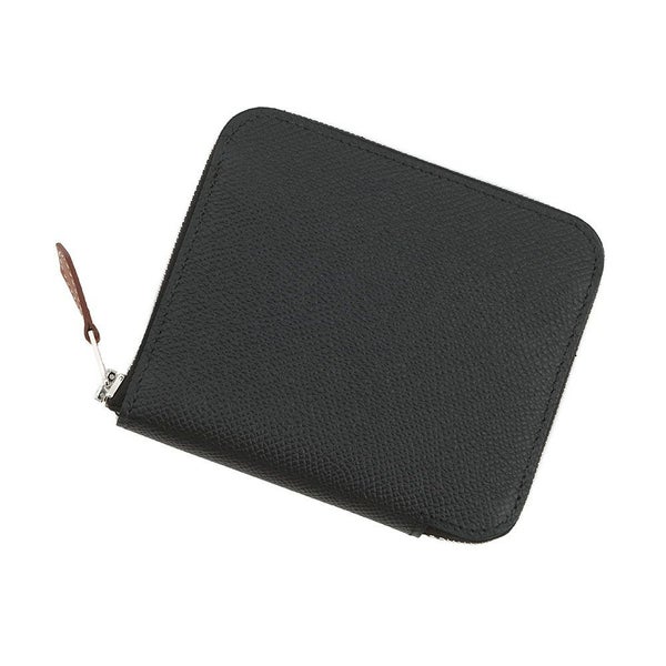 エルメス コインケース アザップコンパクト シルクイン ブラック/シルバー金具 エプソン K刻印 黒