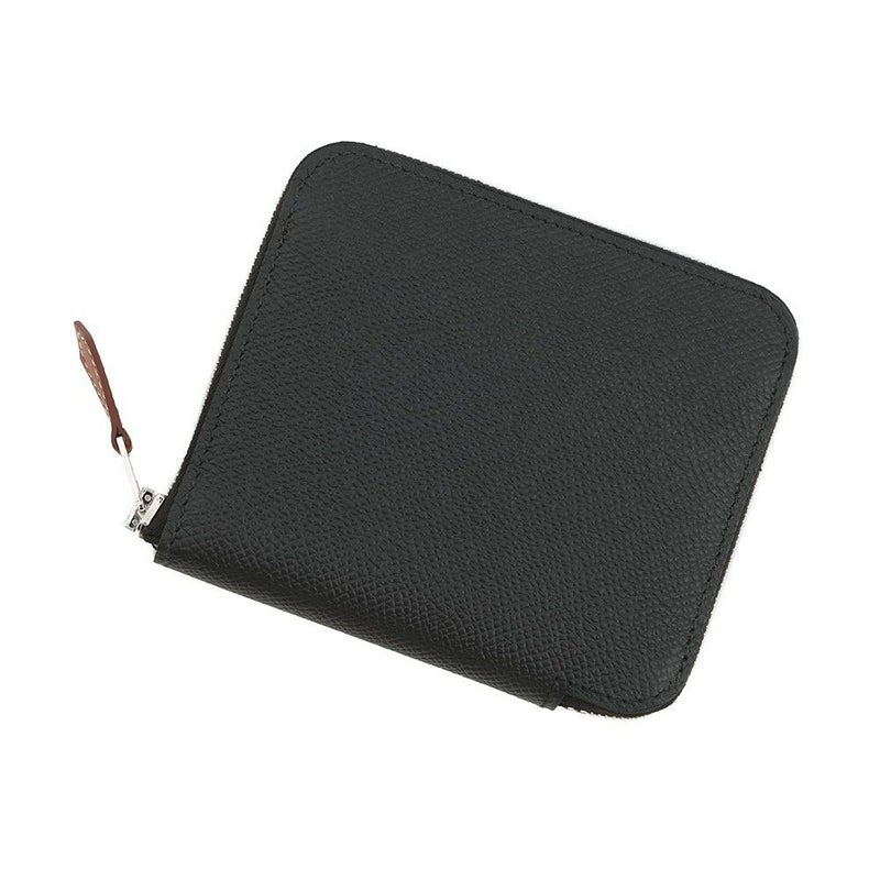 エルメス コインケース アザップコンパクト シルクイン ブラック/シルバー金具 エプソン K刻印 黒