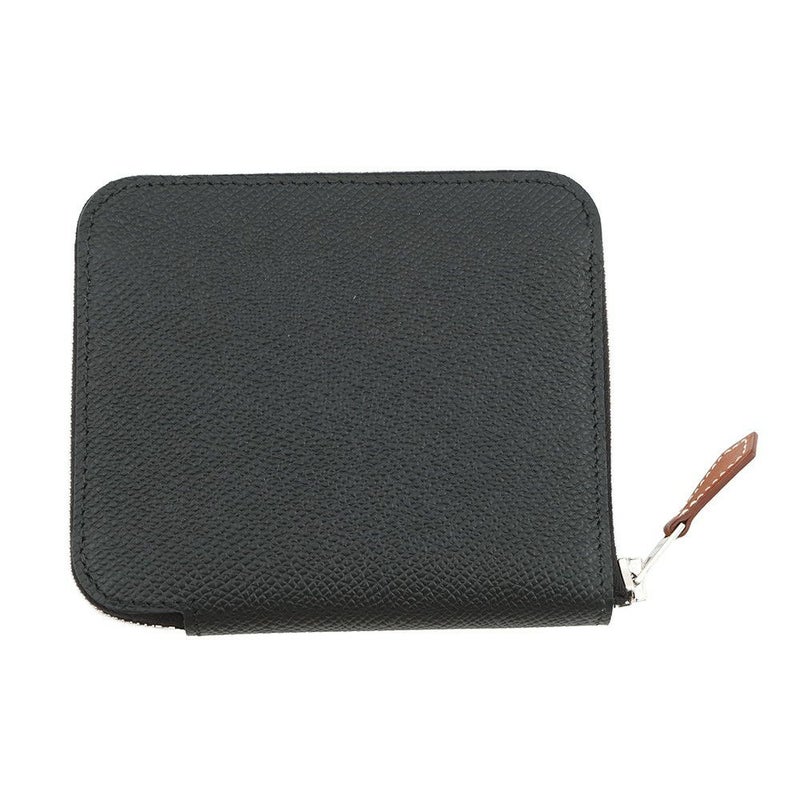 エルメス コインケース アザップコンパクト シルクイン ブラック/シルバー金具 エプソン K刻印 黒