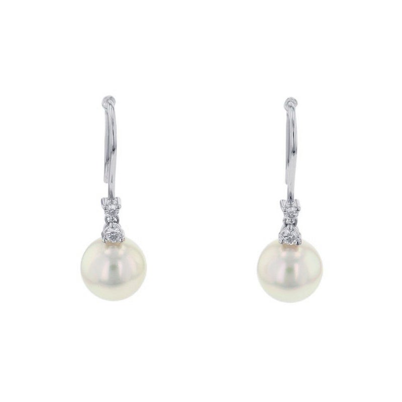 ミキモト ピアス あこや真珠/ダイヤモンド 4P 計約0.06ct パール K18WGホワイトゴールド PE-1474PU MIKIMOTO