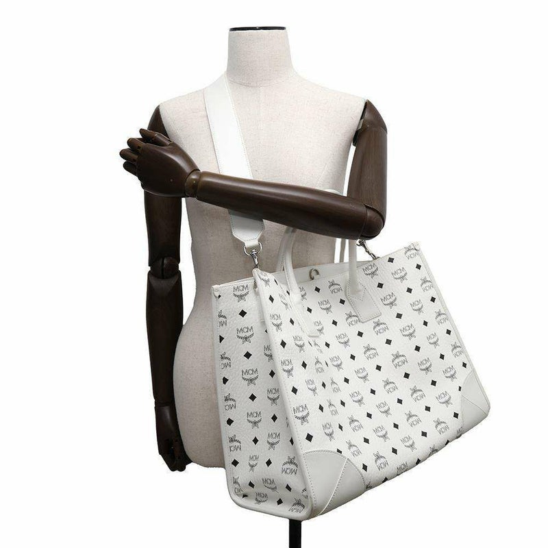 エムシーエム トートバッグ Munchen エクストララージ MWTCSBO01WT001 MCM ショルダー ハンドバッグ 白