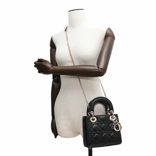 ディオール ハンドバッグ レディディオール カナージュ ミニ ラムスキン M0505ONGE_M900 2wayショルダー 黒