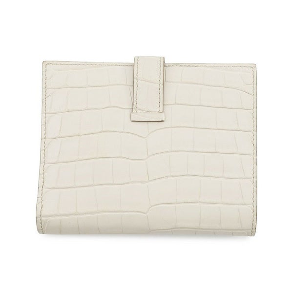 エルメス 二つ折り財布 ベアンコンパクト ベトン/シルバー金具 アリゲーターマット K刻印 財布