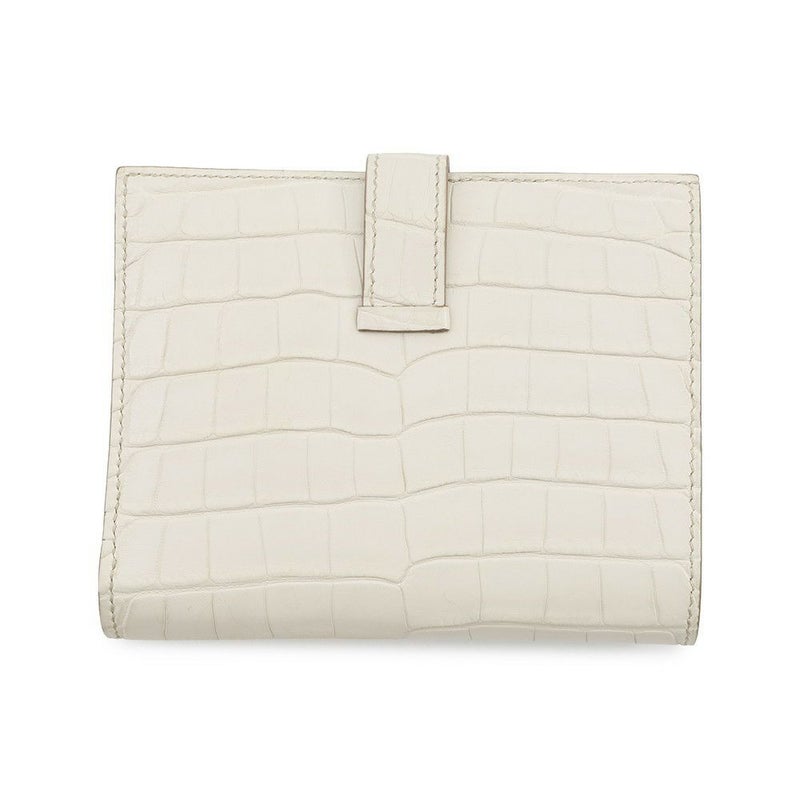 エルメス 二つ折り財布 ベアンコンパクト ベトン/シルバー金具 アリゲーターマット K刻印 財布