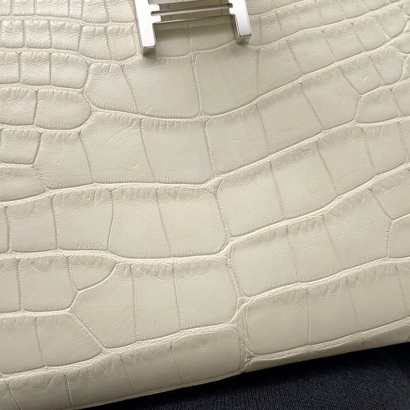 エルメス 二つ折り財布 ベアンコンパクト ベトン/シルバー金具 アリゲーターマット K刻印 財布