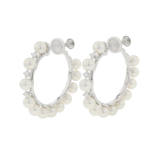 タサキ イヤリング あこや真珠/ダイヤモンド 計0.18ct K18WGホワイトゴールド TASAKI パール