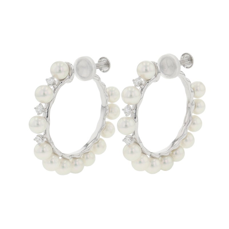 タサキ イヤリング あこや真珠/ダイヤモンド 計0.18ct K18WGホワイトゴールド TASAKI パール