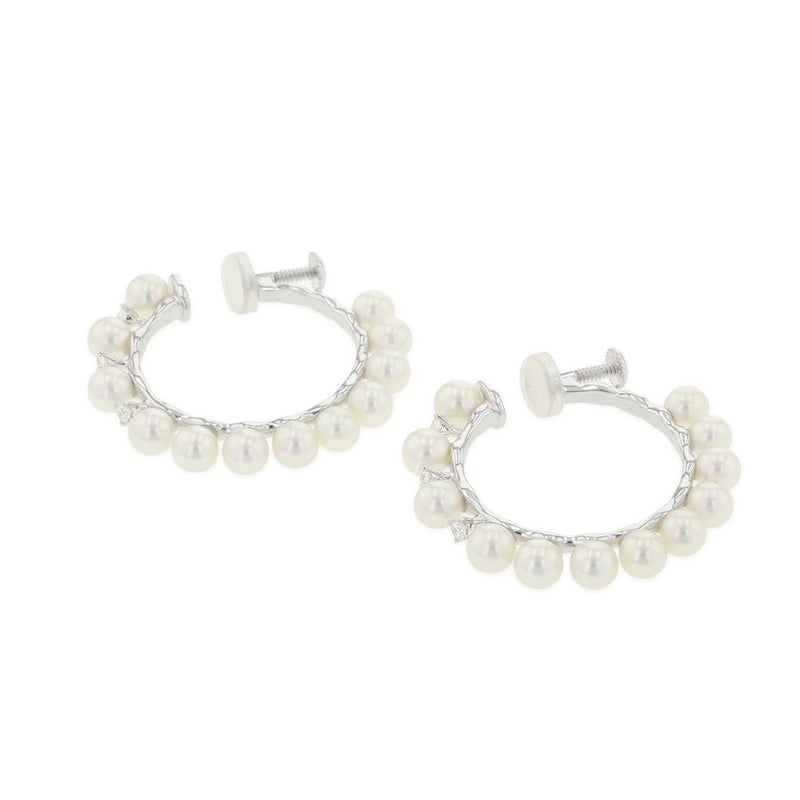 タサキ イヤリング あこや真珠/ダイヤモンド 計0.18ct K18WGホワイトゴールド TASAKI パール