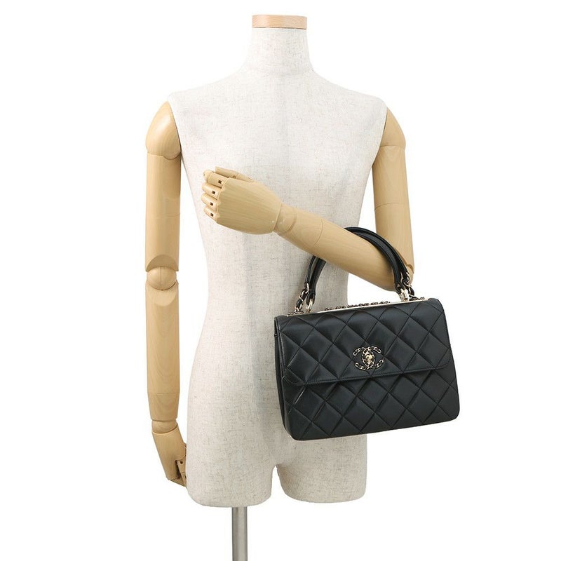 シャネル ハンドバッグ ココマーク マトラッセ トレンディCC ラムスキン A92236 CHANEL 2way チェーンショルダー 黒