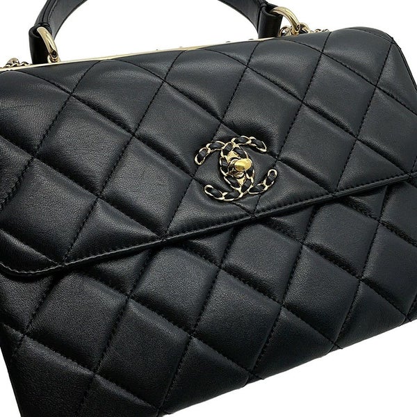 シャネル ハンドバッグ ココマーク マトラッセ トレンディCC ラムスキン A92236 CHANEL 2way チェーンショルダー 黒