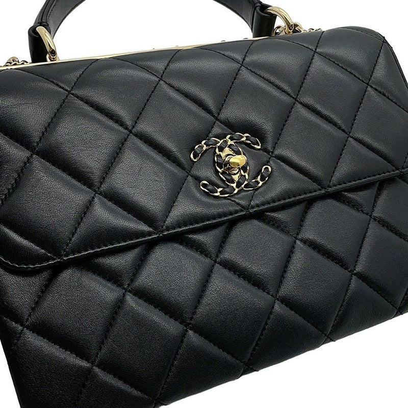 シャネル ハンドバッグ ココマーク マトラッセ トレンディCC ラムスキン A92236 CHANEL 2way チェーンショルダー 黒