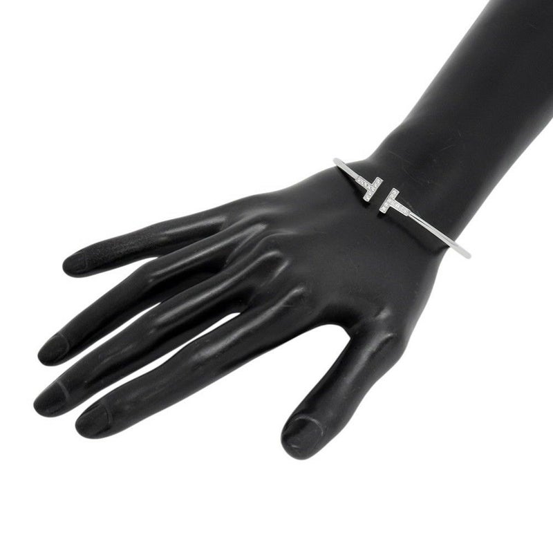 ティファニー ブレスレット Tワイヤー ブレスレット ラージ ダイヤモンド 計0.24ct K18WGホワイトゴールド 60010749 バングル