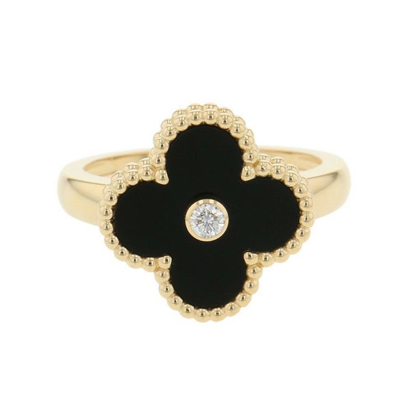 ヴァンクリーフ＆アーペル リング ヴィンテージ アルハンブラ リング オニキス/ダイヤ 1P 0.05ct K18YG サイズ53 VCARA41000 指輪