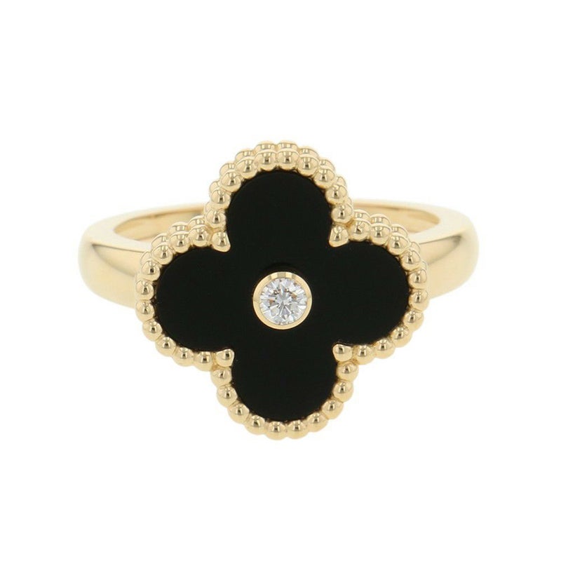 ヴァンクリーフ＆アーペル リング ヴィンテージ アルハンブラ リング オニキス/ダイヤ 1P 0.05ct K18YG サイズ53 VCARA41000 指輪