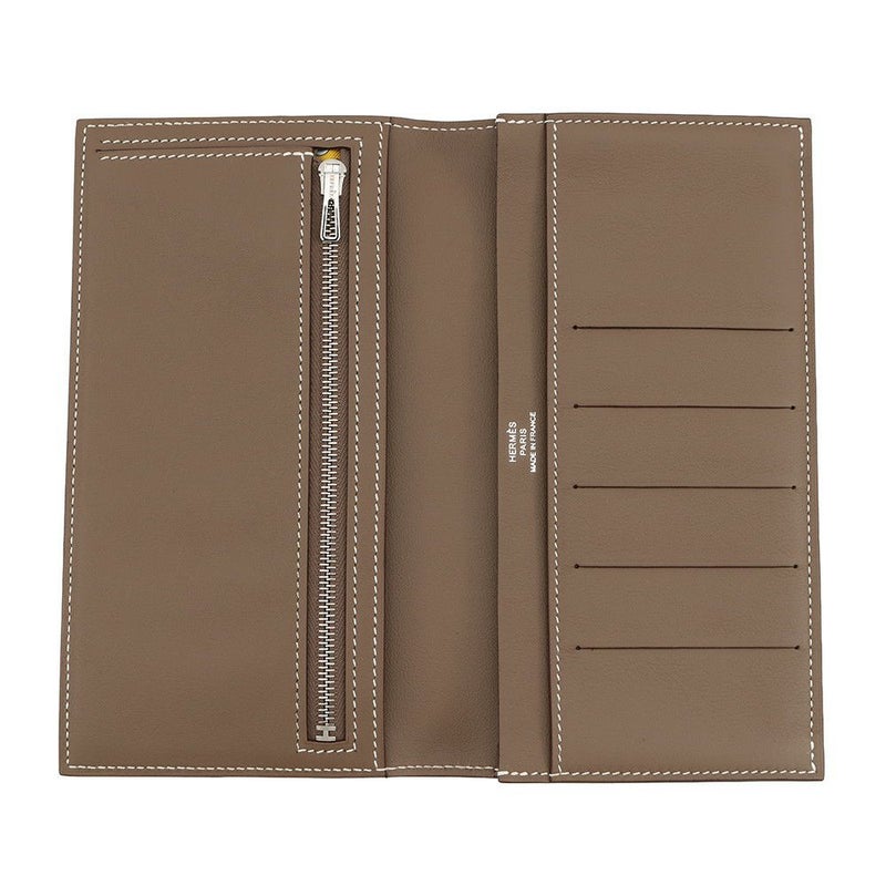 エルメス 二つ折り長財布 シチズンツイル ロング エトゥープ/シルバー金具 スイフト B刻印 メンズ