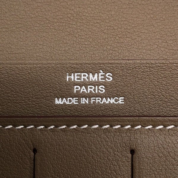 エルメス 二つ折り長財布 シチズンツイル ロング エトゥープ/シルバー金具 スイフト B刻印 メンズ