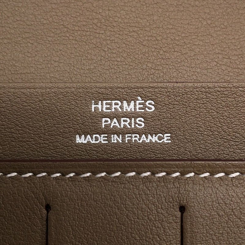 エルメス 二つ折り長財布 シチズンツイル ロング エトゥープ/シルバー金具 スイフト B刻印 メンズ