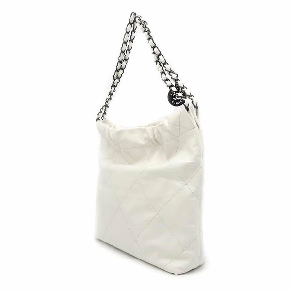 シャネル チェーンショルダーバッグ CHANEL22 スモール カーフスキン AS3260 CHANEL ポーチ付き 白
