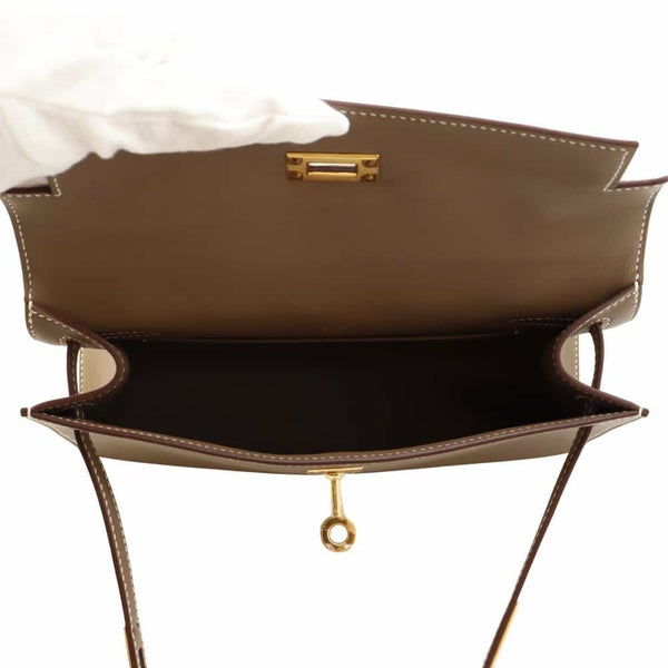 エルメス ハンドバッグ ポシェットケリー エトゥープ/ゴールド金具 スイフト W刻印