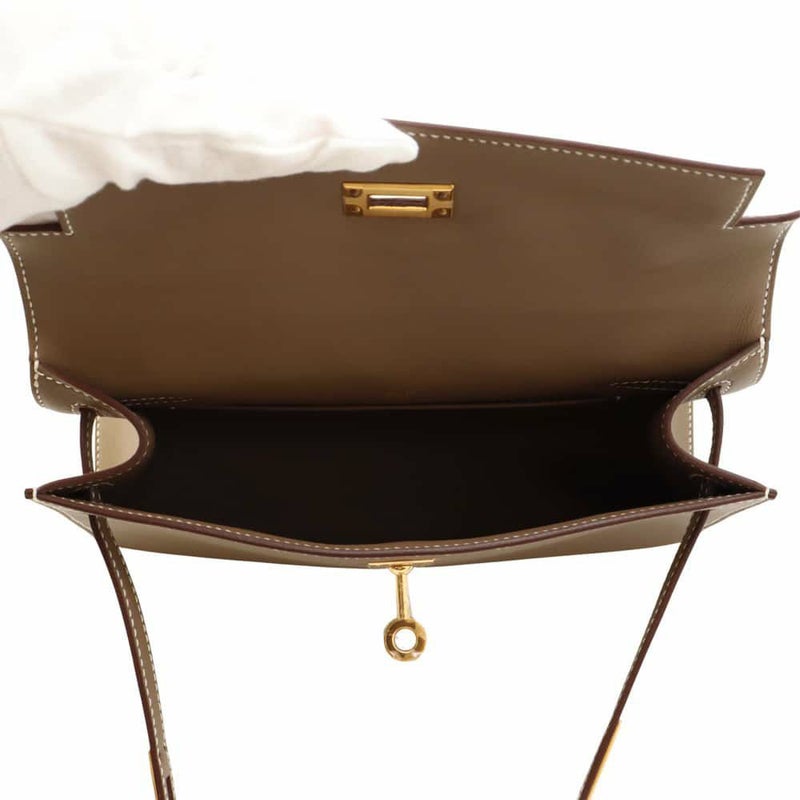 エルメス ハンドバッグ ポシェットケリー エトゥープ/ゴールド金具 スイフト W刻印