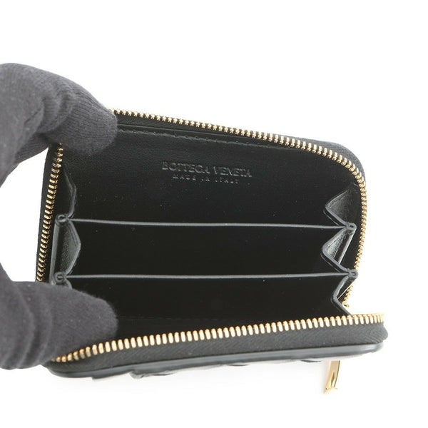 ボッテガヴェネタ コインケース イントレチャート タイニー ジップアラウンドウォレット 749933 BOTTEGA VENETA 黒