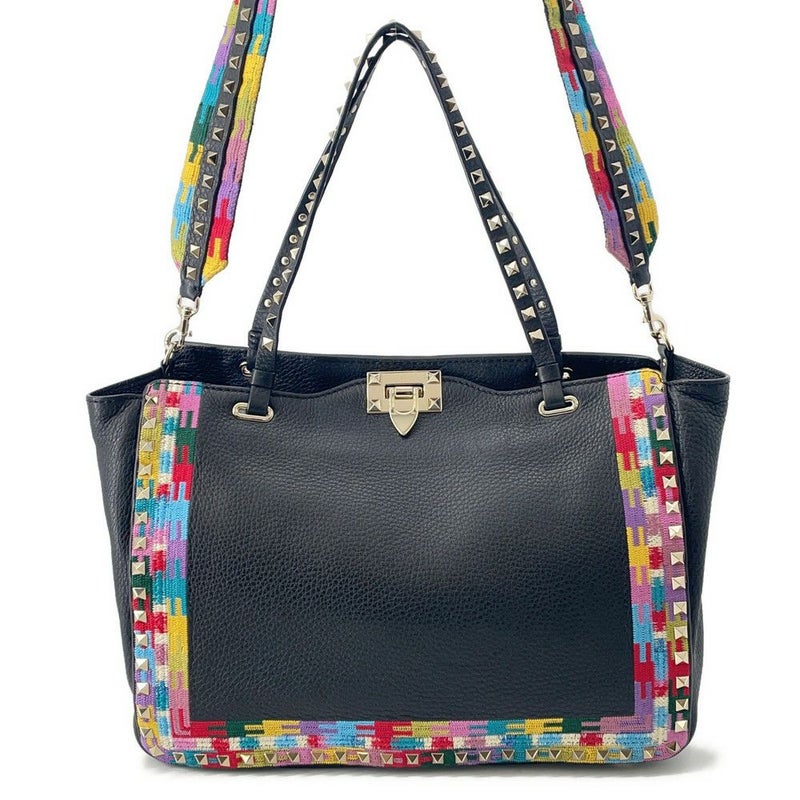ヴァレンティノ・ガラヴァーニ トートバッグ ロックスタッズ レザー VALENTINO 2way 黒