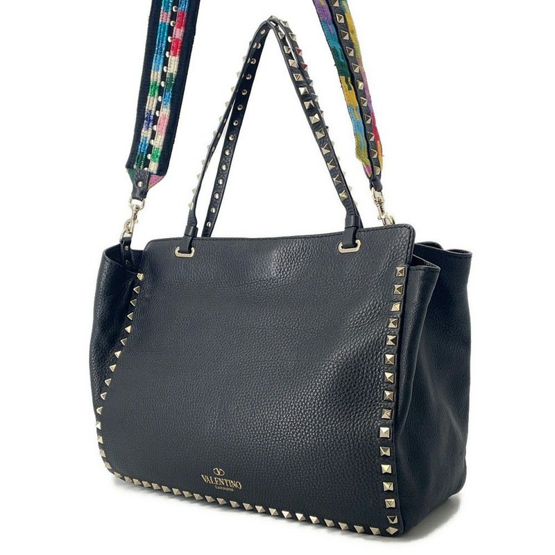 ヴァレンティノ・ガラヴァーニ トートバッグ ロックスタッズ レザー VALENTINO 2way 黒