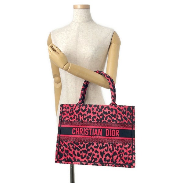 クリスチャン・ディオール トートバッグ ブックトート レオパード ミディアム M1296ZRHM Christian Dior ヒョウ柄 黒