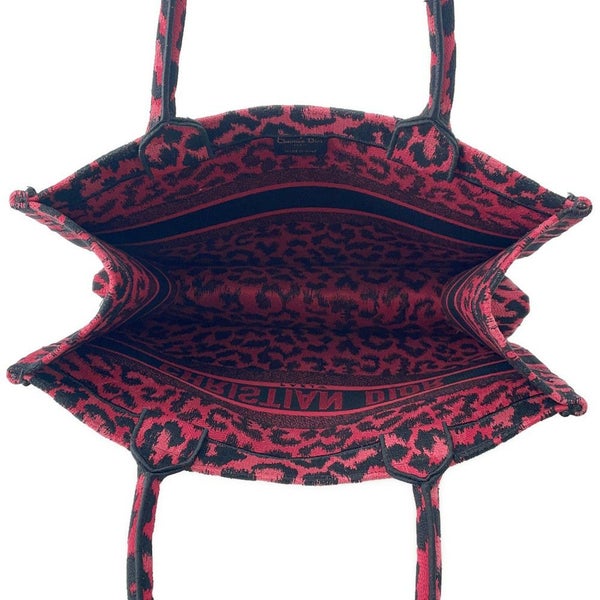 クリスチャン・ディオール トートバッグ ブックトート レオパード ミディアム M1296ZRHM Christian Dior ヒョウ柄 黒