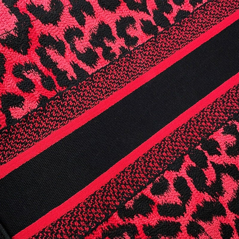 クリスチャン・ディオール トートバッグ ブックトート レオパード ミディアム M1296ZRHM Christian Dior ヒョウ柄 黒