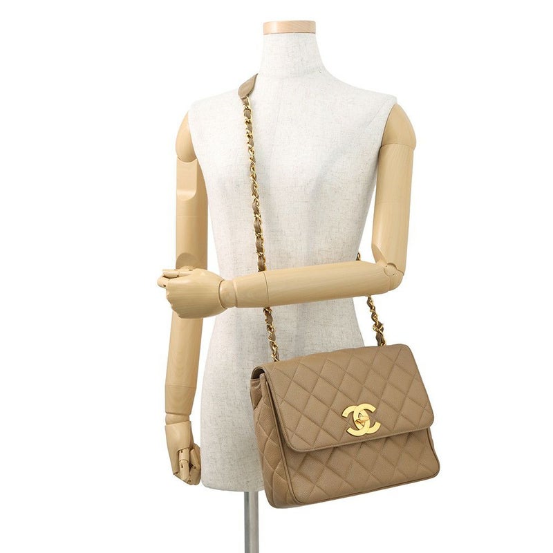 シャネル チェーンショルダーバッグ デカココ ココマーク マトラッセ キャビアスキン CHANEL