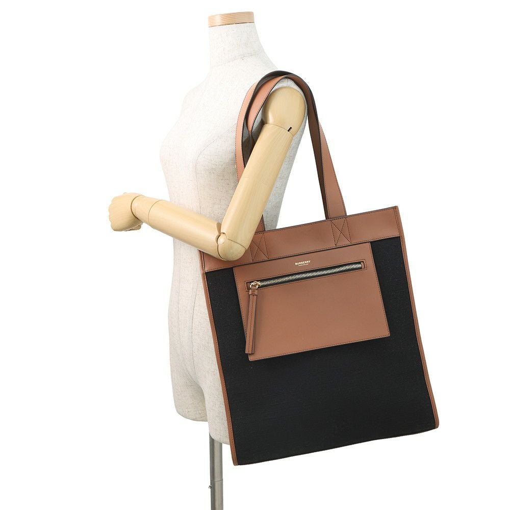 バーバリー トートバッグ ロゴ キャンバス 8093453 BURBERRY 黒 | 中古