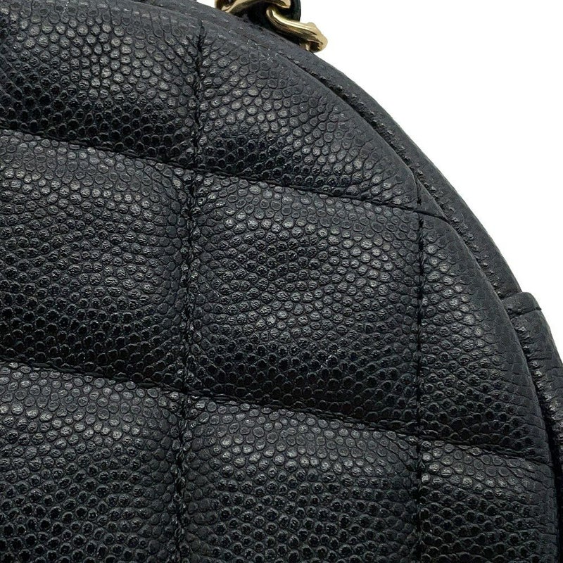 シャネル チェーンショルダーバッグ マトラッセ ココマーク ラウンド キャビアスキン A70657 CHANEL 黒